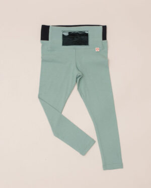 Leggings Pistachio with transparent front pocket/ T1d gift leggings / size 3-14Y