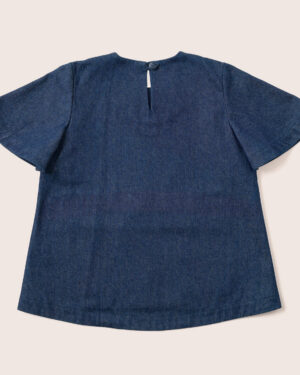 Denim Top girls / T1D detailed shirt / half sleeves / blue denim