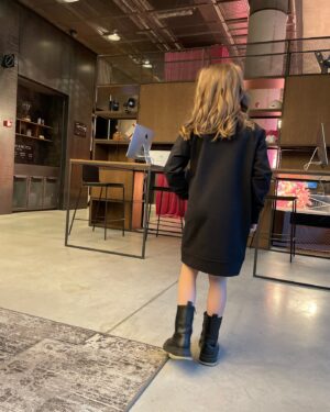 Dress EMA Black / T1d Girls Long Sleeve Dress / Casual / Cotton dress with pockets / Size 5-12 Years