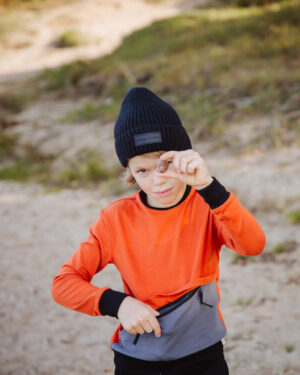 Adaptive long sleeve T-shirt with Hidden Insulin Pump Pocket for Kids-Orange