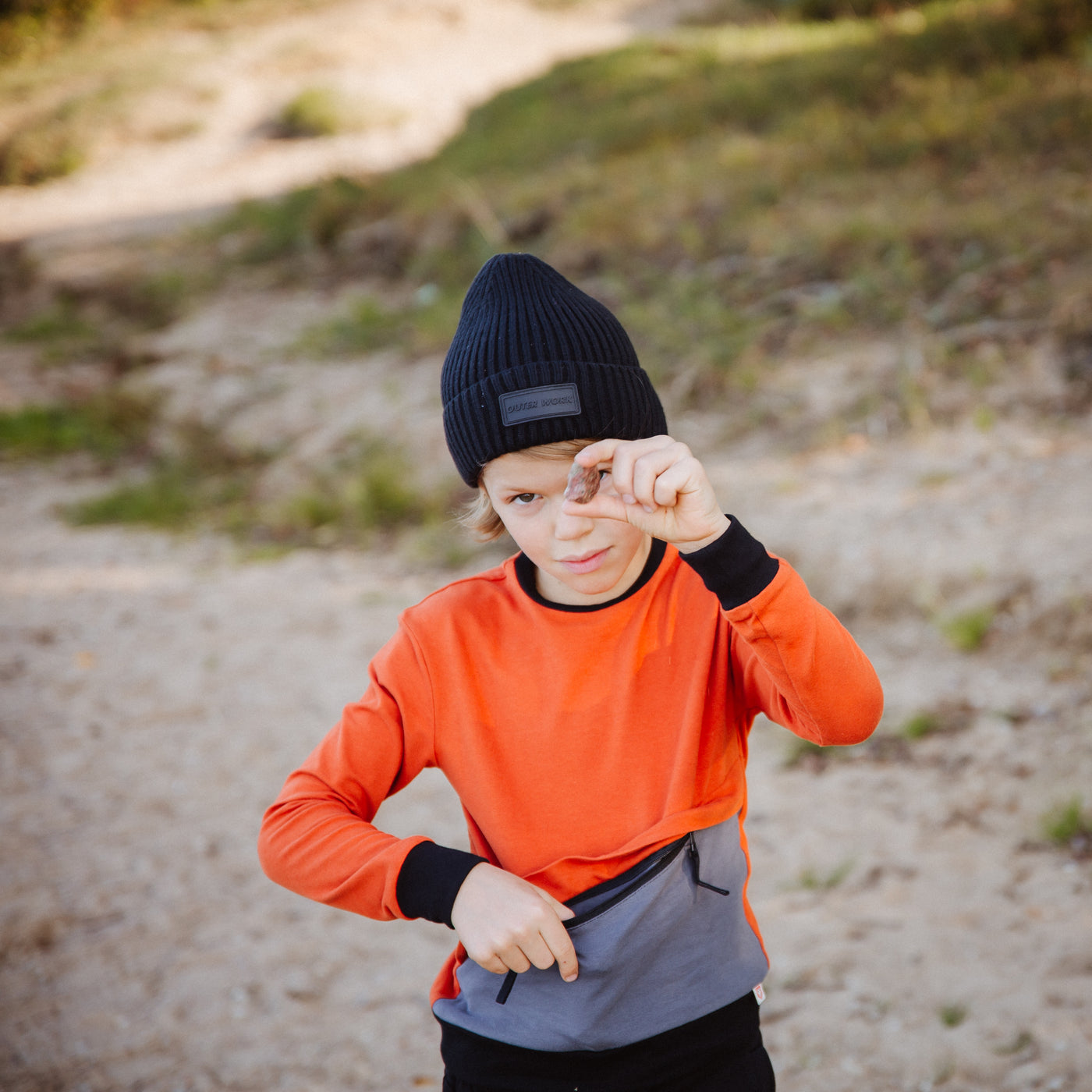 Adaptive long sleeve T-shirt with Hidden Insulin Pump Pocket for Kids-Orange