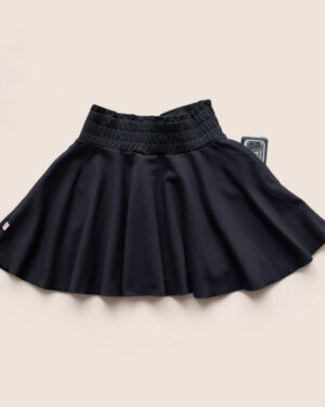 Girls Skirt Pure Black with pockets / T1d / Kid Cotton Circle Skirt / (3-12Yrs)