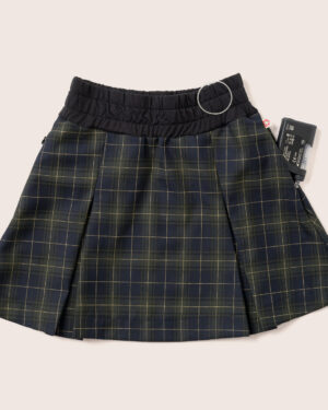 Girl Skirt green / T1d Girls Pleated Skirt High Waisted Plaid A-line Skirts with pockets / School Uniform
