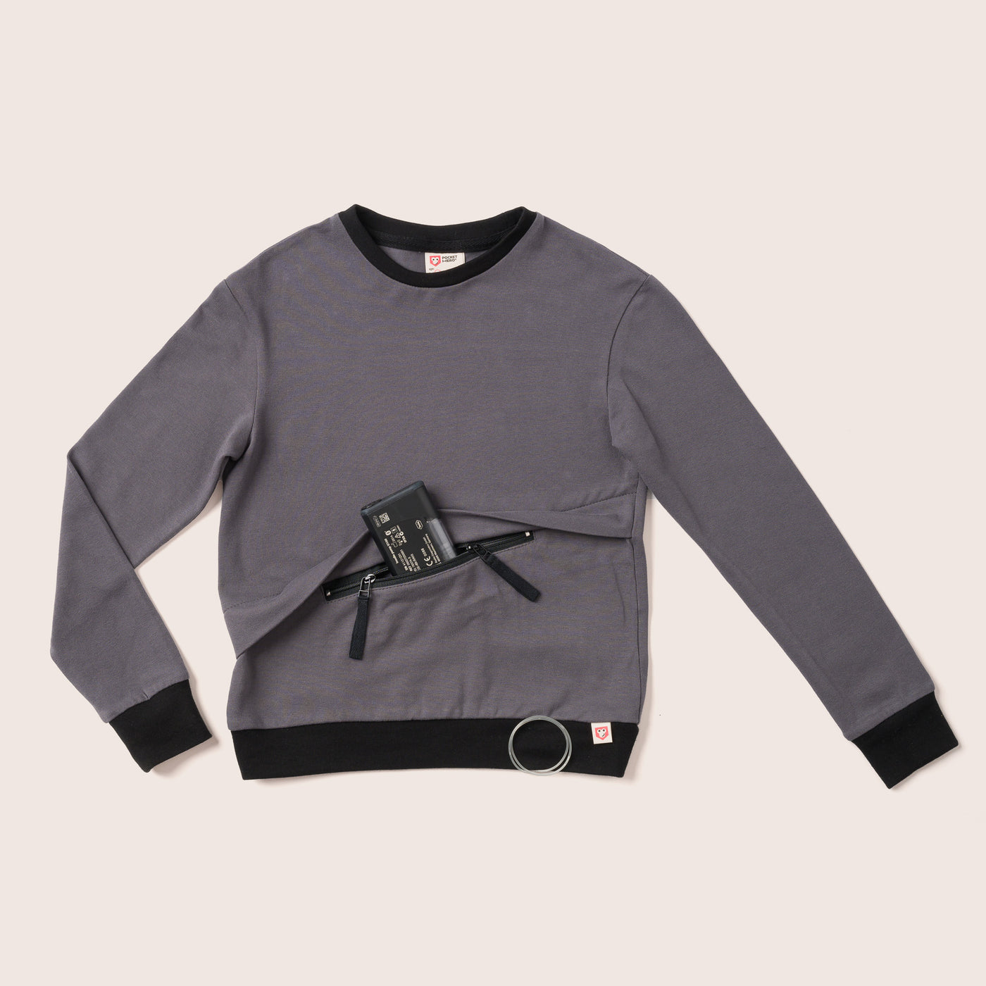 Long Sleeve T-shirt Grey/ T1D children top / Kids T-Shirt with Pocket
