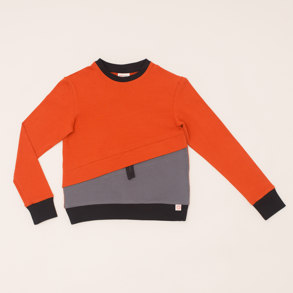 Adaptive long sleeve T-shirt with Hidden Insulin Pump Pocket for Kids-Orange