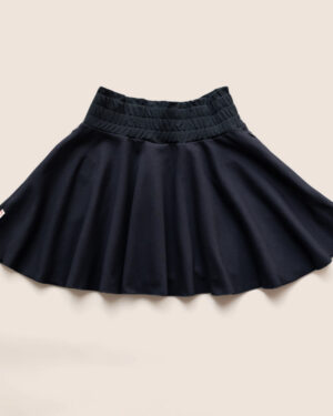 Girls Skirt Pure Black with pockets / T1d / Kid Cotton Circle Skirt / (3-12Yrs)