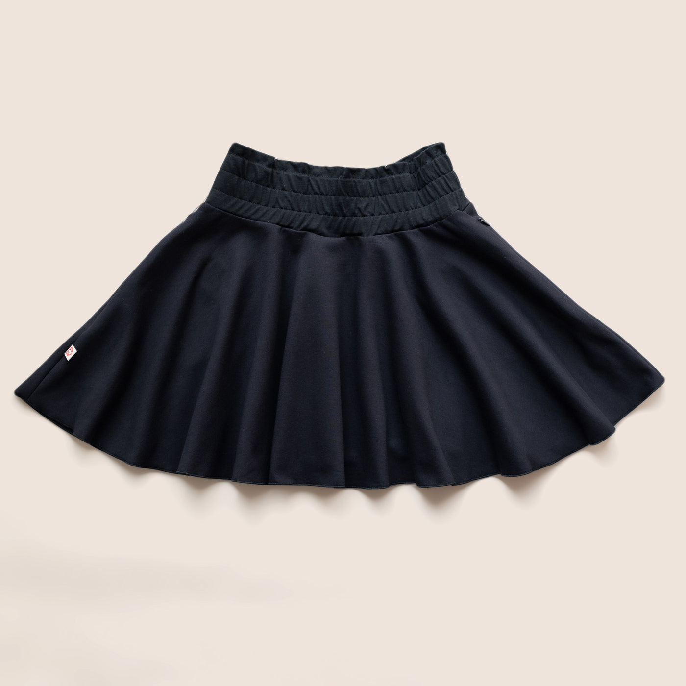 Girls Skirt Pure Black with pockets / T1d / Kid Cotton Circle Skirt / (3-12Yrs)