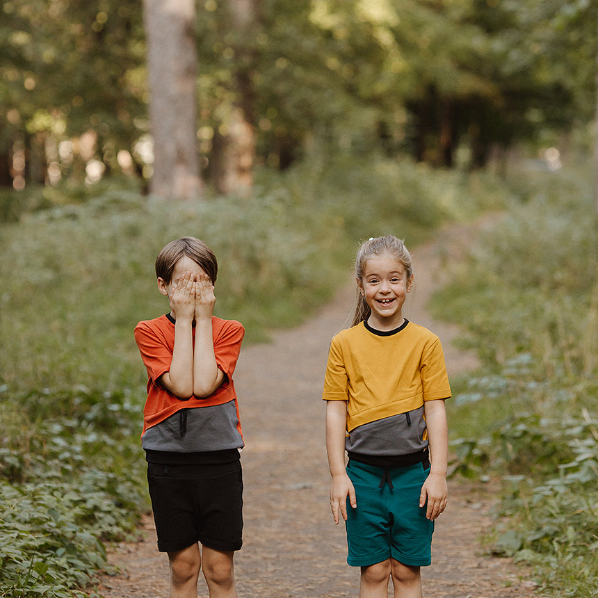 Shorts Blue/Green Emerald / T1D Kids Shorts for Sports / kids shorts with pockets