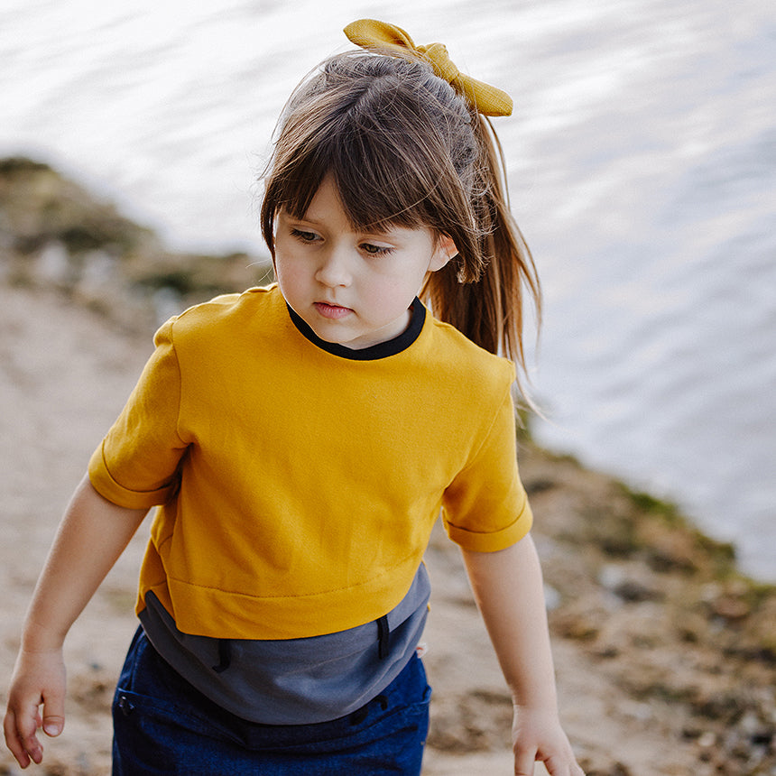 Adaptive T-shirt with Hidden Insulin Pump Pocket for Kids-Yellow