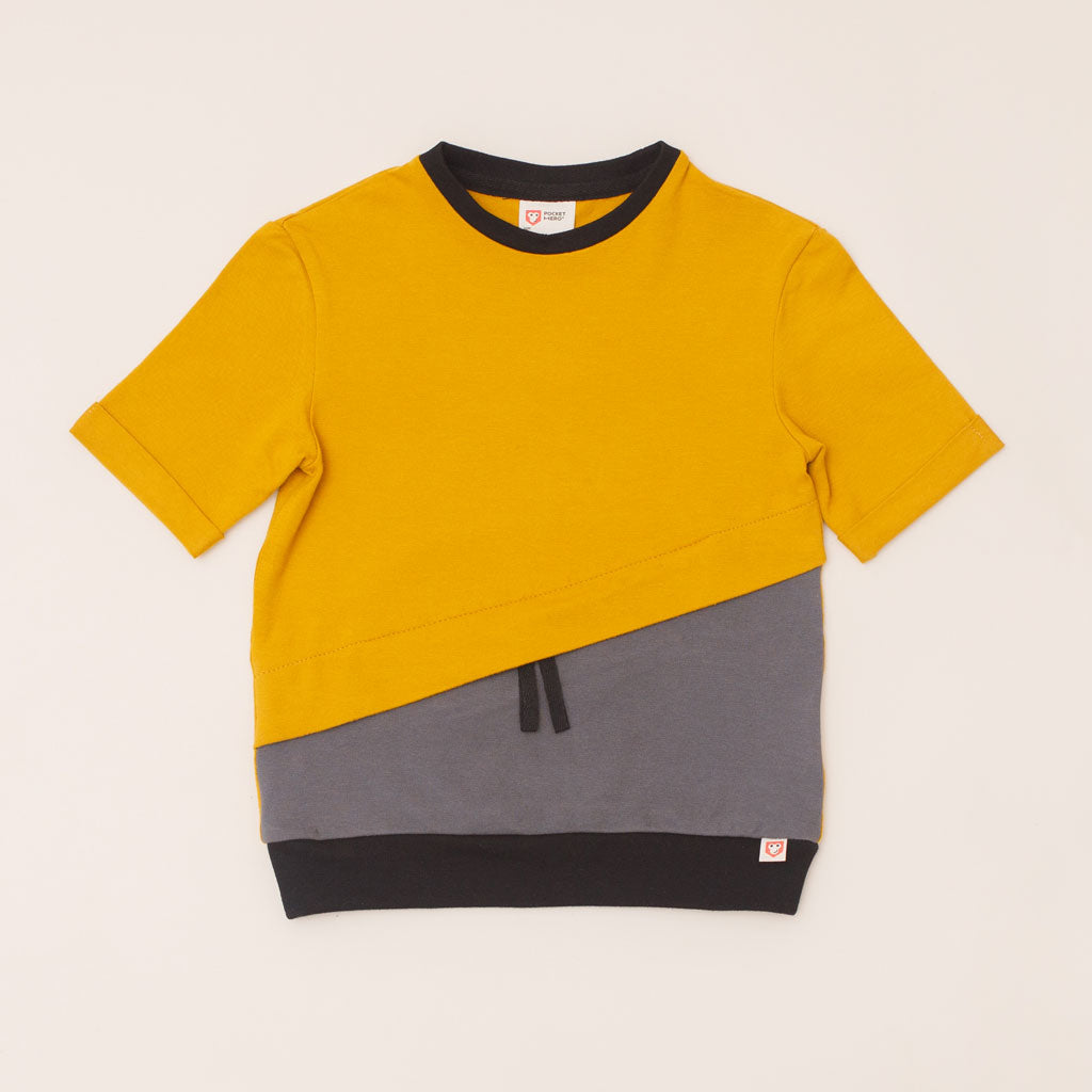 Adaptive T-shirt with Hidden Insulin Pump Pocket for Kids-Yellow